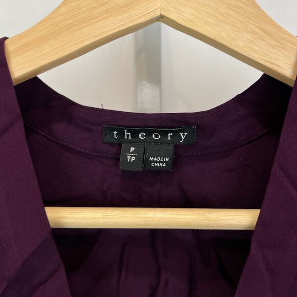 THEORY Petite P Jamissa Silk Stretch Sleeveless Blouse V-Neck Tank Top Purple - Picture 2 of 5